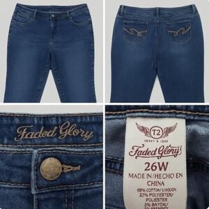 Faded Glory Jeans Women 26W VTG Bootcut‎ Dark Wash Pocket Cowgirl Momcore Y2K